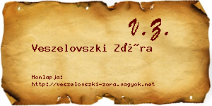 Veszelovszki Zóra névjegykártya